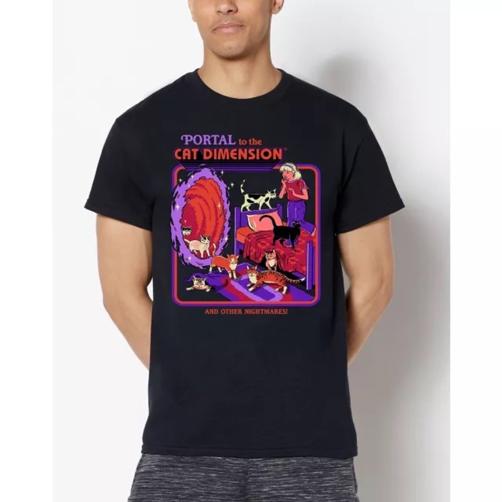 Steven Rhodes Portal To The Cat Dimension Cotton Tee Shirt Black Size Small New — image 2 of 8